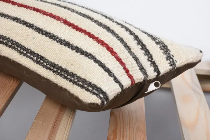 Colorful Cushion Cover, Handmade Rug Seat Pillow Sham, Interior Designer Pillow, Cushion, Pillow for Couch, Vintage Pillow, 8x16 Beige Pillow Cover - 7