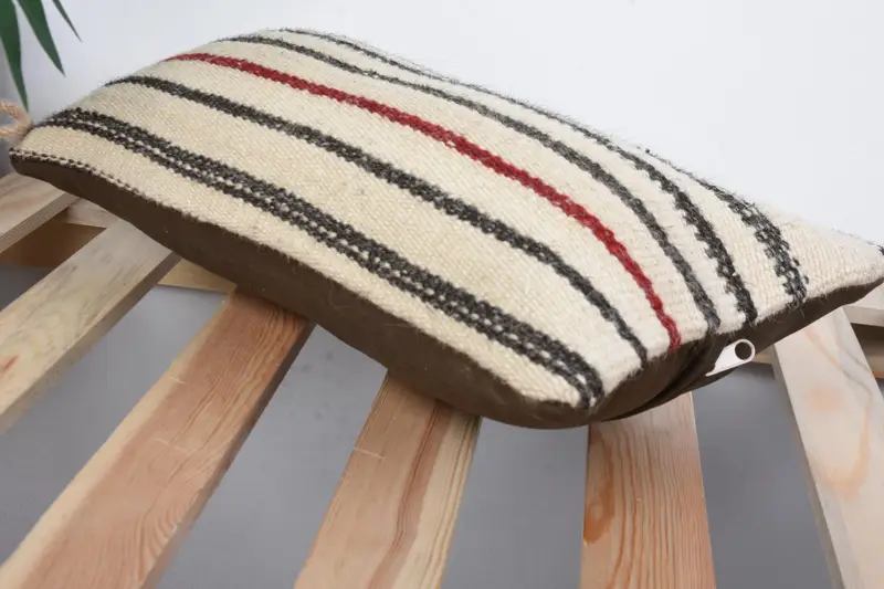 Colorful Cushion Cover, Handmade Rug Seat Pillow Sham, Interior Designer Pillow, Cushion, Pillow for Couch, Vintage Pillow, 8x16 Beige Pillow Cover - 6