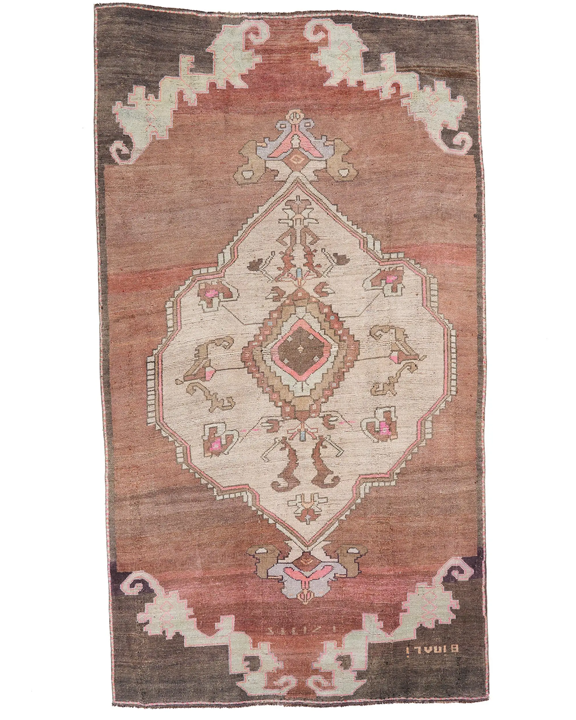 Vintage Büyük Halı 5.9x10.7 ft, Kahverengi Kırmızı Halı Yün - 1