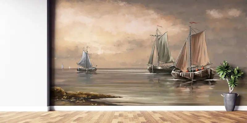 Custom Wall Paper,Boat Mural,Fisherman Wall Print,Old Boat Wall Mural,Modern Wall Paper,Paper Wall Art ,View Wall Paper, - 6