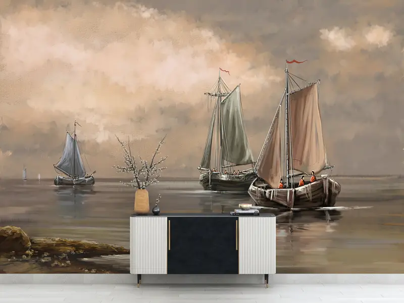 Custom Wall Paper,Boat Mural,Fisherman Wall Print,Old Boat Wall Mural,Modern Wall Paper,Paper Wall Art ,View Wall Paper, - 7