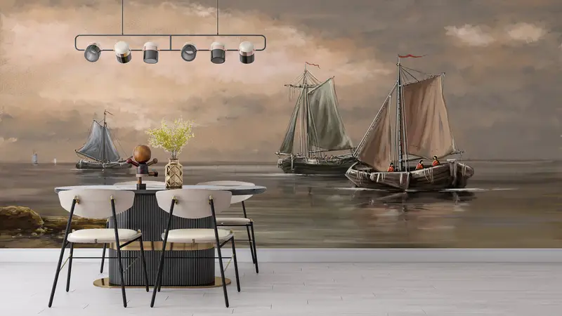 Custom Wall Paper,Boat Mural,Fisherman Wall Print,Old Boat Wall Mural,Modern Wall Paper,Paper Wall Art ,View Wall Paper, - 2