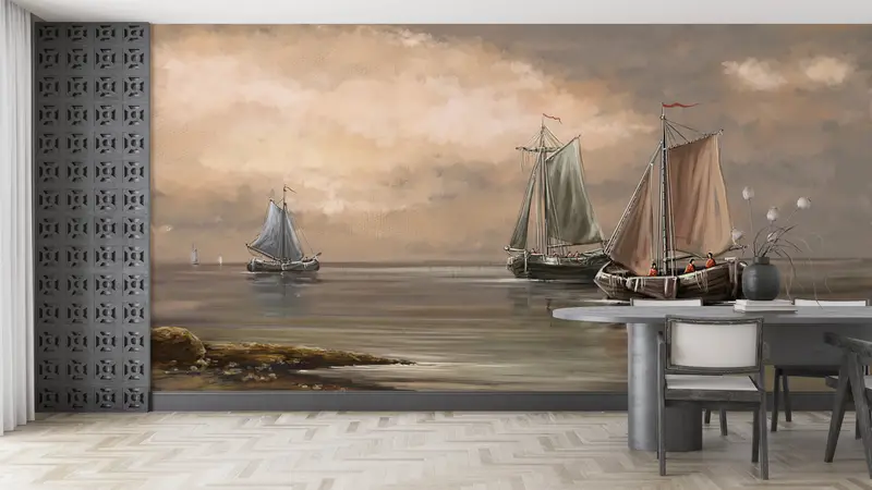 Custom Wall Paper,Boat Mural,Fisherman Wall Print,Old Boat Wall Mural,Modern Wall Paper,Paper Wall Art ,View Wall Paper, - 4