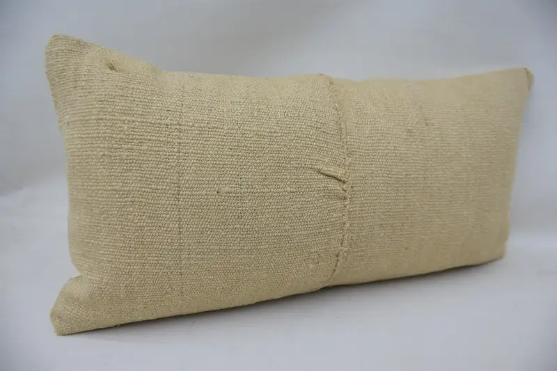 12x24 Beige Pillow Sham, Boho Pillow Sham Cover, Knitted Pillow Sham, Pillow for Couch, Vintage Throw Pillow, Boho Pillow, Cotton Cushion, Cushion - 2
