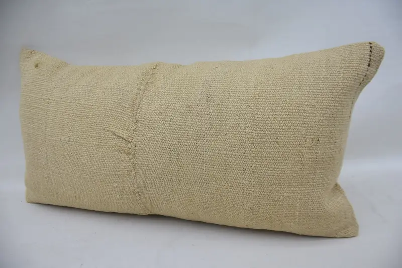 12x24 Beige Pillow Sham, Boho Pillow Sham Cover, Knitted Pillow Sham, Pillow for Couch, Vintage Throw Pillow, Boho Pillow, Cotton Cushion, Cushion - 3