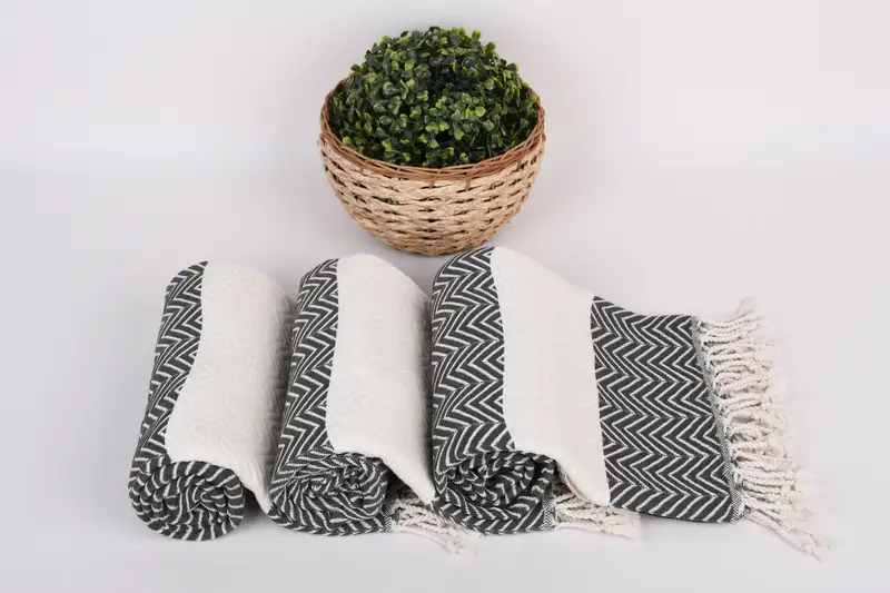 Welcome Wedding Gift, Bachelorette Party Favors, Cotton towel, Custom Towel, 70x40 Cotton Zig zag Towel, Turkish fouta towel for outdoor use - 8