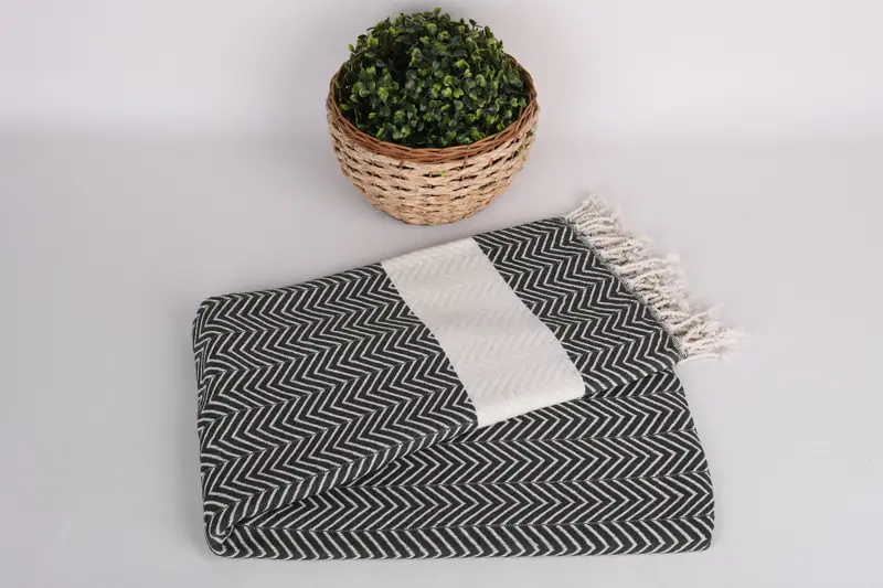 Welcome Wedding Gift, Bachelorette Party Favors, Cotton towel, Custom Towel, 70x40 Cotton Zig zag Towel, Turkish fouta towel for outdoor use - 4