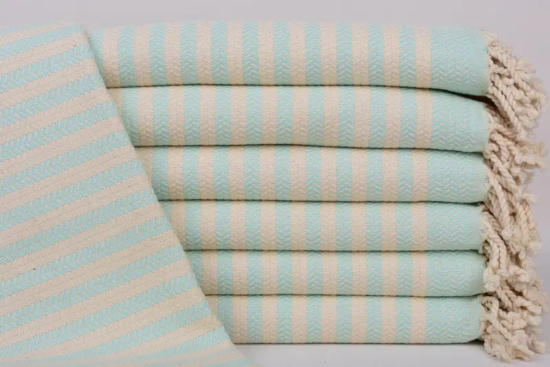 Towel With Name, Organic Cotton Mint Chevron, Handmade Gift, 70x40 Inches