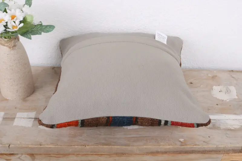 Tapestry Cushion Cover, Boho Pillow, Pillow for Couch, Pillow Cover, 12x12 Blue Cushion, Turkish Kilim Pillow, Outdoor Patio Pillow Sham - 7