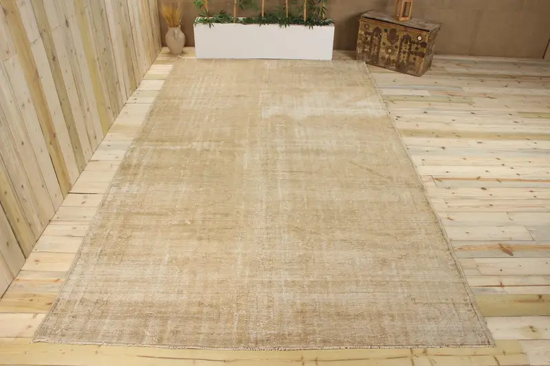 Handmade Beige Persian Rug, 6x12 ft Elegant Decor