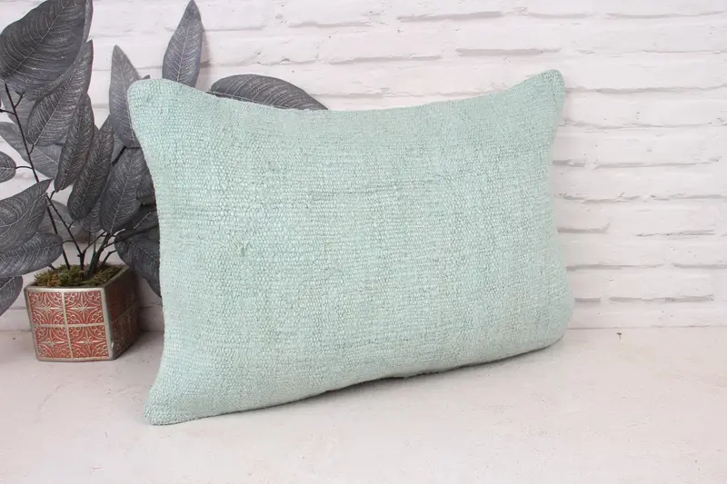 Yastık kasası, tezgah yastığı, 16x24 yeşil yastık örtüsü, boho yastığı, kanepe yastık kapağı, Türk Kilim yastığı, etnik Kilim Halısı Yastığı - 3