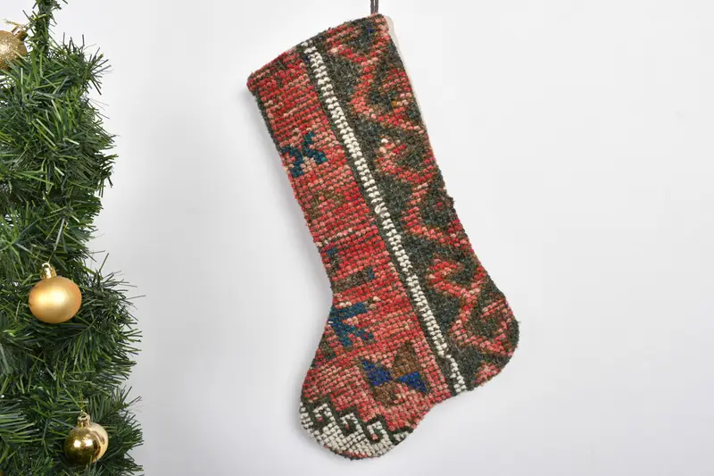 Festive Christmas Ornaments Pattern, 7 Inch Unique Stocking