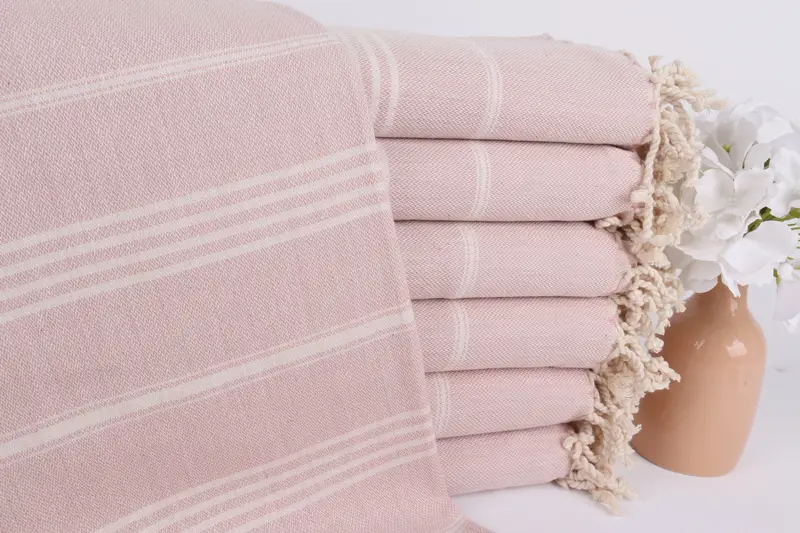 Beach Blanket Monogrammed Turkish Cotton Light Pink, 40x67 Inches