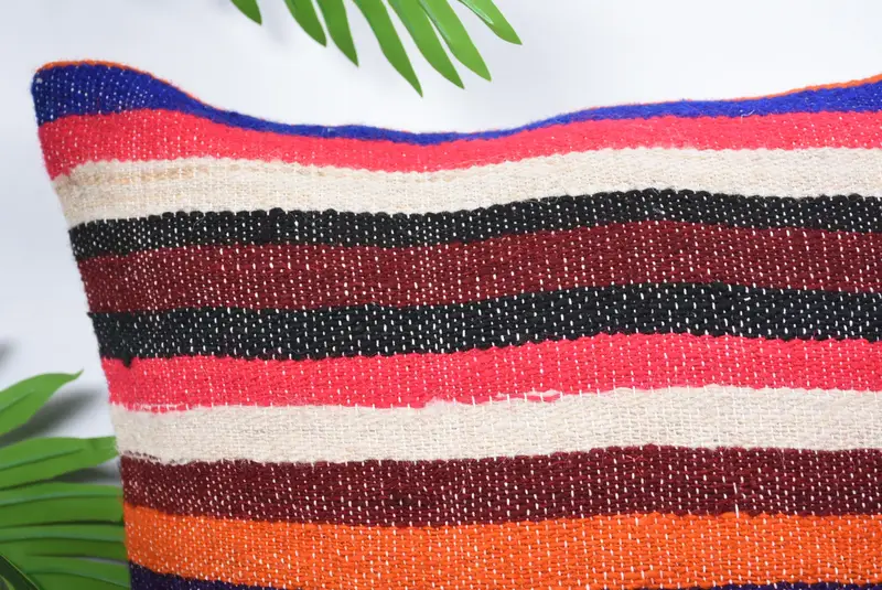 Sustainable Pillow Case, Pillow Sham, 16x16 Pink Cushion Cover, Turkish Pillow, Turkish Kilim Pillow, Vintage Kilim Throw Pillow - 2