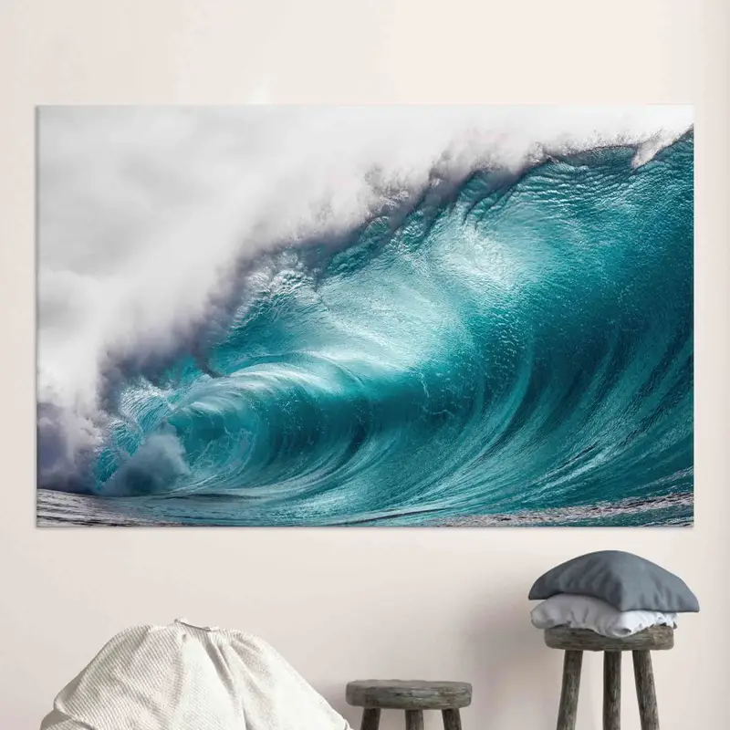 エレガントな海岸キャンバス: 熱帯の海の青い海の風景