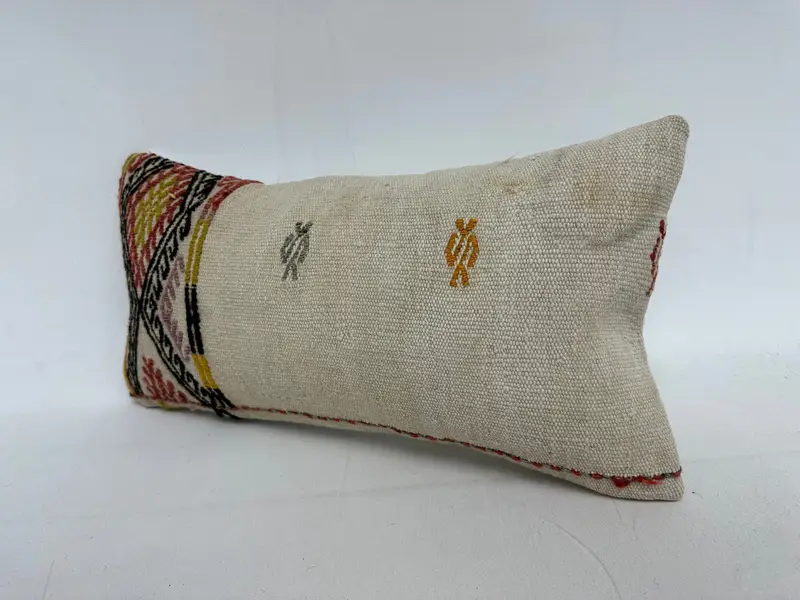 Turkish Kilim Pillow, Tapestry Pillow, Wholesale Pillow Case, Boho Pillow, Pillow Sham, Kilim Cushion Sham, 10x20 Beige Cushion Cover - 3