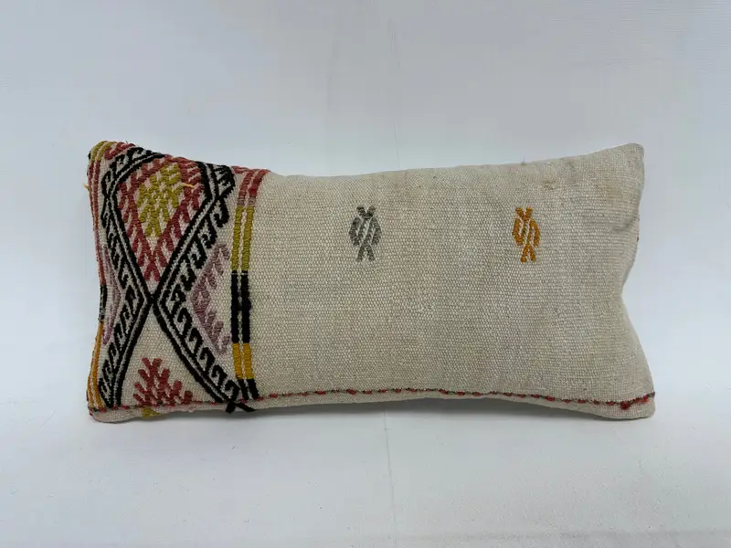 Turkish Kilim Pillow, Tapestry Pillow, Wholesale Pillow Case, Boho Pillow, Pillow Sham, Kilim Cushion Sham, 10x20 Beige Cushion Cover - 1