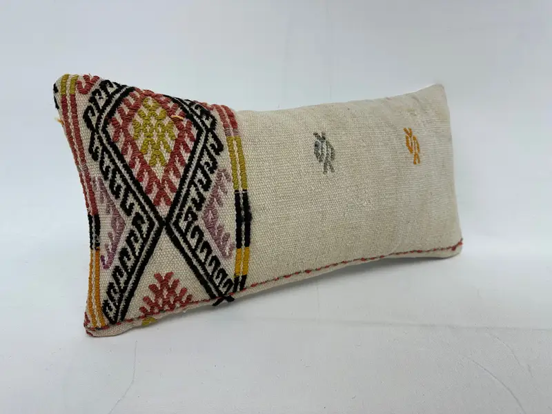 Turkish Kilim Pillow, Tapestry Pillow, Wholesale Pillow Case, Boho Pillow, Pillow Sham, Kilim Cushion Sham, 10x20 Beige Cushion Cover - 2