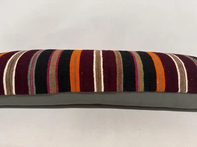 Vintage Kilim Throw Pillow, Antique Pillows, Pillow Sham, 16x48 Brown Pillow Sham, Morroccon Kilim Cushion Cushion Case, Boho Pillow - 5