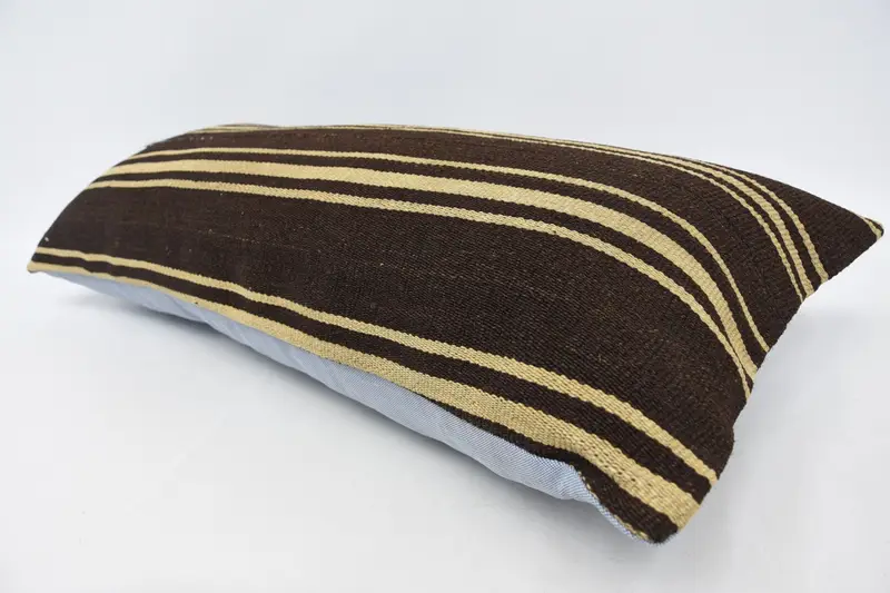 Antique Pillows, Cushion, Vintage Pillow, Bohemian Cushion Cushion Cover, Handmade Kilim Cushion, 16x36 Brown Pillow Cover - 5