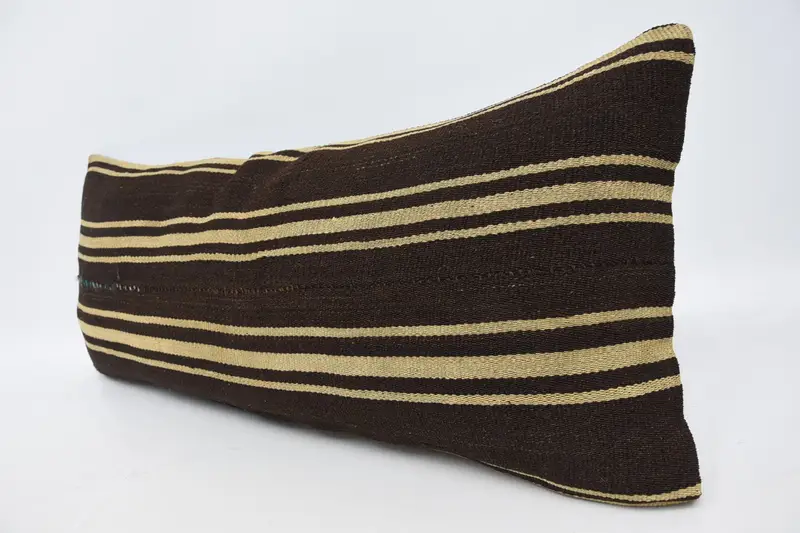 Antique Pillows, Cushion, Vintage Pillow, Bohemian Cushion Cushion Cover, Handmade Kilim Cushion, 16x36 Brown Pillow Cover - 4