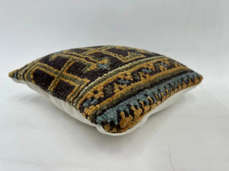 Vintage Kilim Pillow, 12x12 Blue Pillow, Pattern Throw Cushion, Interior Designer Pillow, Handmade Throw Cushion, Pillow Sham, Antique Pillows - 6
