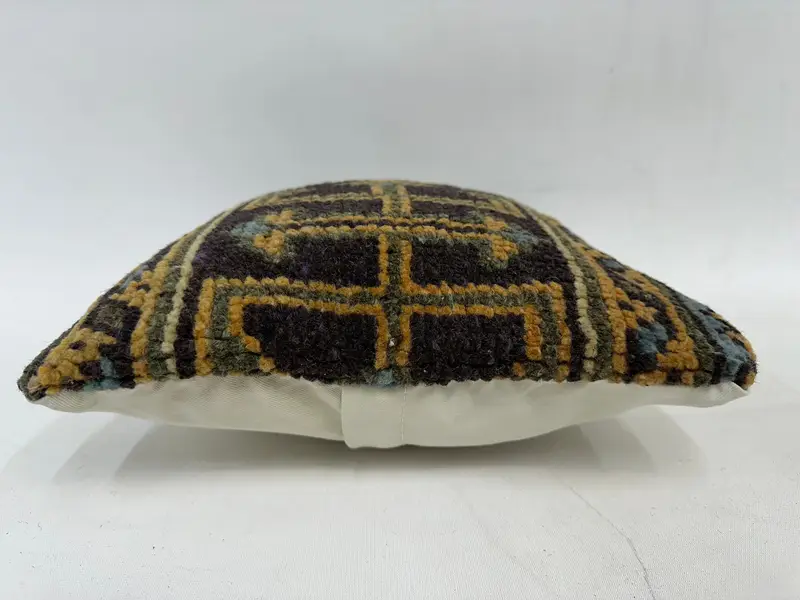 Vintage Kilim Pillow, 12x12 Blue Pillow, Pattern Throw Cushion, Interior Designer Pillow, Handmade Throw Cushion, Pillow Sham, Antique Pillows - 5