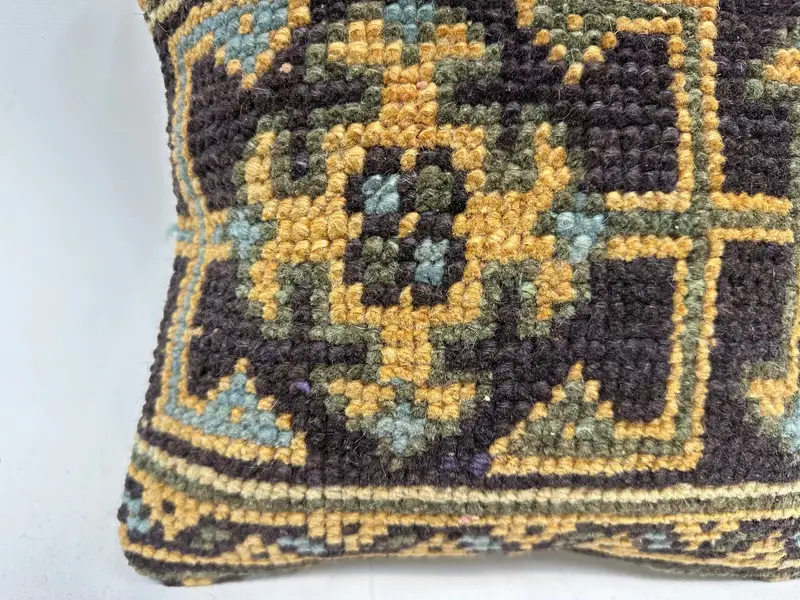 Vintage Kilim Pillow, 12x12 Blue Pillow, Pattern Throw Cushion, Interior Designer Pillow, Handmade Throw Cushion, Pillow Sham, Antique Pillows - 2