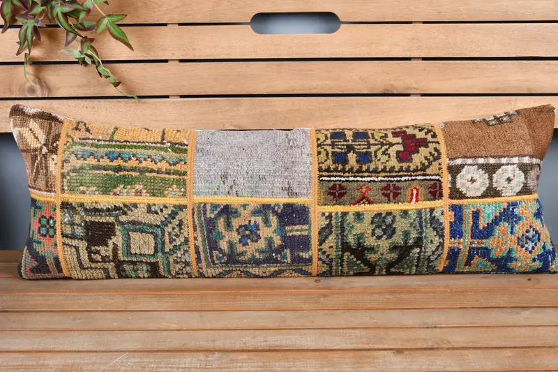 Pillow Cover, Nautical Throw Cushion, Kilim Pillow, 12x36 Blue Pillow, Pet Pillow Sham, Meditation Cushion, Kilim Cushion Sham, Gift Pillow - 1