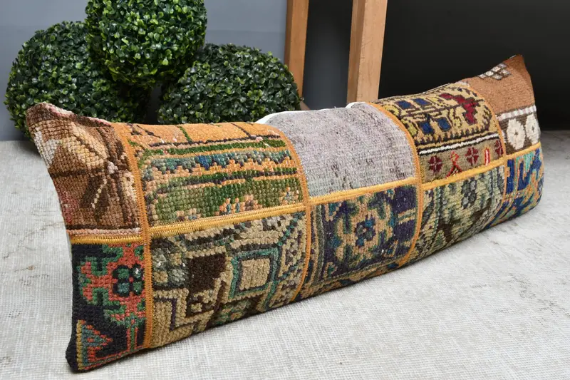 Pillow Cover, Nautical Throw Cushion, Kilim Pillow, 12x36 Blue Pillow, Pet Pillow Sham, Meditation Cushion, Kilim Cushion Sham, Gift Pillow - 2
