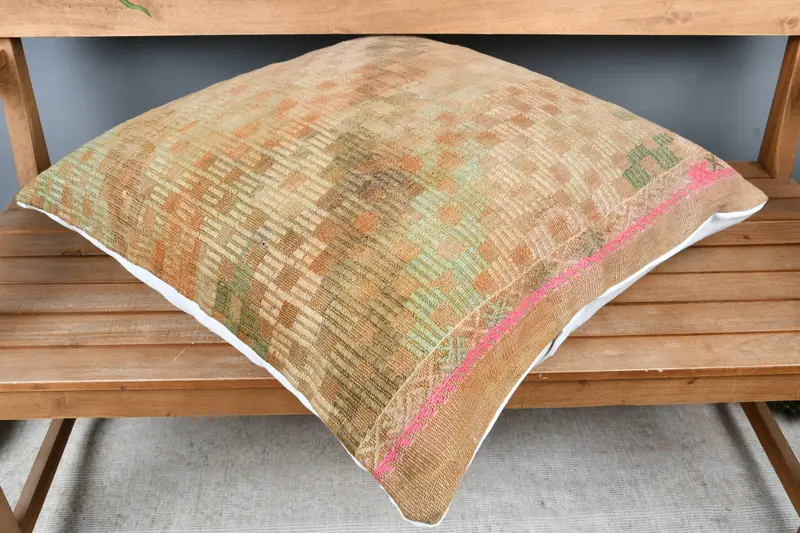Bolster Pillow Cover, Handmade Kilim Cushion, 28x28 Beige Cushion, Throw Kilim Pillow, Natural Pillow Cover, Interior Designer Pillow, Cushion Case - 2
