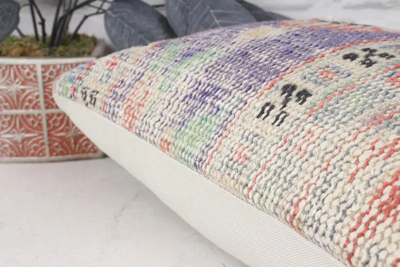 Ethnical Kilim Rug Pillow, Pillow Sham, Handmade Rug Seat Cushion, Interior Designer Pillow, Boho Pillow, 12x20 Red Pillow Sham - 7