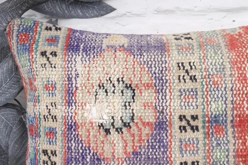 Ethnical Kilim Rug Pillow, Pillow Sham, Handmade Rug Seat Cushion, Interior Designer Pillow, Boho Pillow, 12x20 Red Pillow Sham - 2