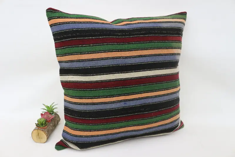 Antique Pillows, Accent Throw Pillow Sham, 28x28 Red Pillow Sham, Cushion Cover, Handmade Kilim Cushion, Boho Pillow Sham Cover - 3