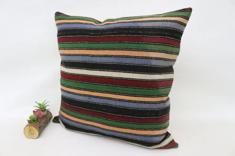 Antique Pillows, Accent Throw Pillow Sham, 28x28 Red Pillow Sham, Cushion Cover, Handmade Kilim Cushion, Boho Pillow Sham Cover - 5