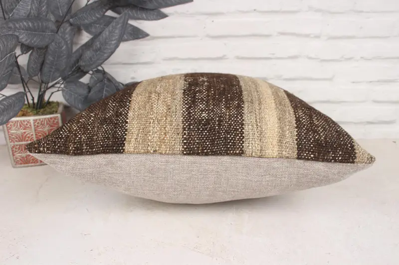 Gift Pillow, Cushion, Vintage Kilim Throw Pillow, 18x18 Brown Cushion, Kilim Pillow, Bohemian Cushion Pillow Case - 5