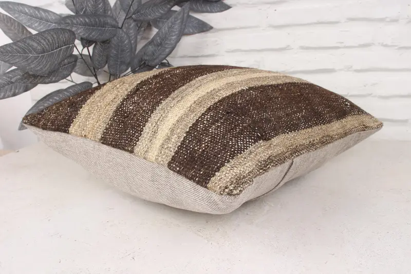 Gift Pillow, Cushion, Vintage Kilim Throw Pillow, 18x18 Brown Cushion, Kilim Pillow, Bohemian Cushion Pillow Case - 6