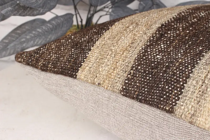 Gift Pillow, Cushion, Vintage Kilim Throw Pillow, 18x18 Brown Cushion, Kilim Pillow, Bohemian Cushion Pillow Case - 7