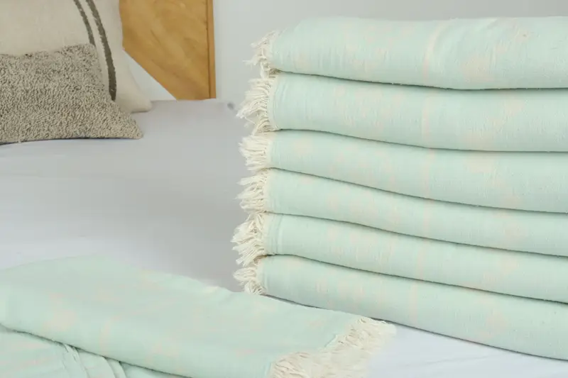 Monogram Blanket, Custom Blanket, Housewarming Gift, King Size Bedspread, 70x60 Cotton Geometric Towel, Best Wedding Gift, Oversized Beach Towel - 3