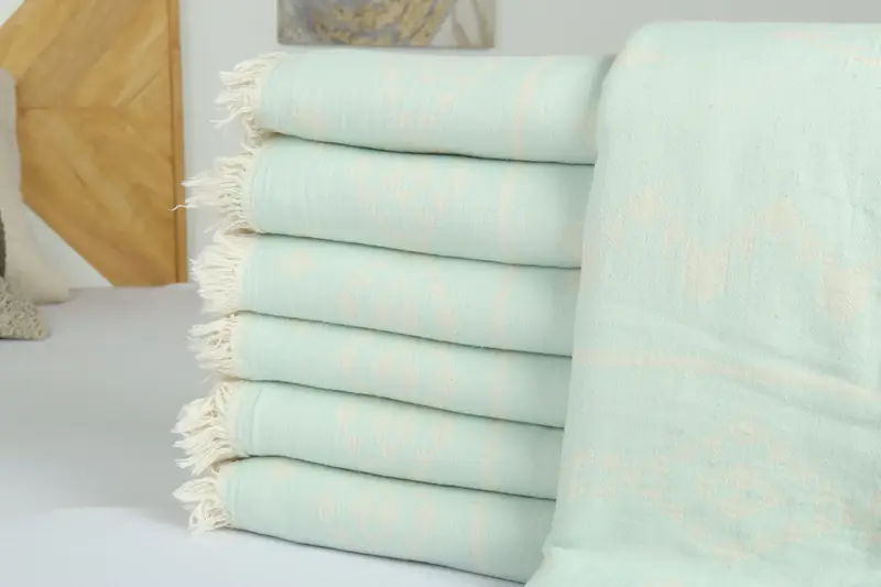 Monogram Blanket, Custom Blanket, Housewarming Gift, King Size Bedspread, 70x60 Cotton Geometric Towel, Best Wedding Gift, Oversized Beach Towel - 2