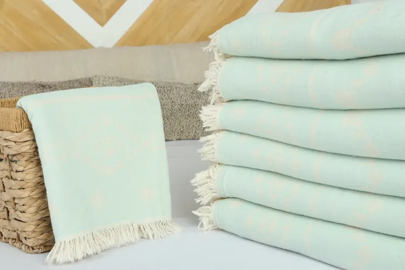 Monogram Blanket, Custom Blanket, Housewarming Gift, King Size Bedspread, 70x60 Cotton Geometric Towel, Best Wedding Gift, Oversized Beach Towel - 4
