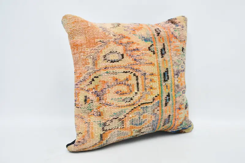 Kilim Pillow, 20x20 Orange Cushion, Turkish Pillow, Seat Pillow, Pet Pillow Cover, Turkish Kilim Pillow, Cushion, Bolster Throw Cushion Cover - 3