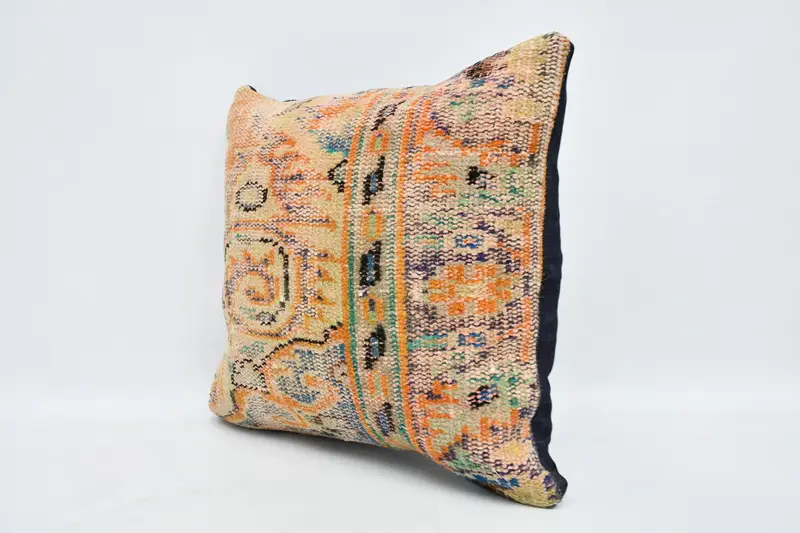 Kilim Pillow, 20x20 Orange Cushion, Turkish Pillow, Seat Pillow, Pet Pillow Cover, Turkish Kilim Pillow, Cushion, Bolster Throw Cushion Cover - 4