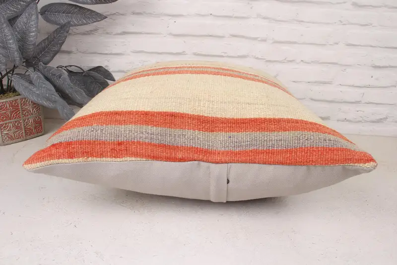 Cushion Cover, Neutral Pillow Sham, 20x20 Beige Cushion, Handmade Kilim Cushion, Vintage Pillow, Vintage Kilim Pillow, One Of A Kind Cushion Case - 5