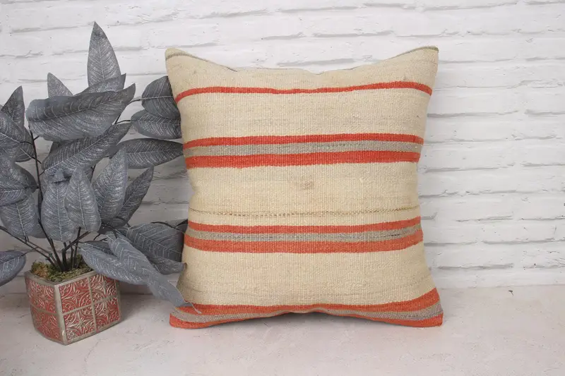 Cushion Cover, Neutral Pillow Sham, 20x20 Beige Cushion, Handmade Kilim Cushion, Vintage Pillow, Vintage Kilim Pillow, One Of A Kind Cushion Case - 1