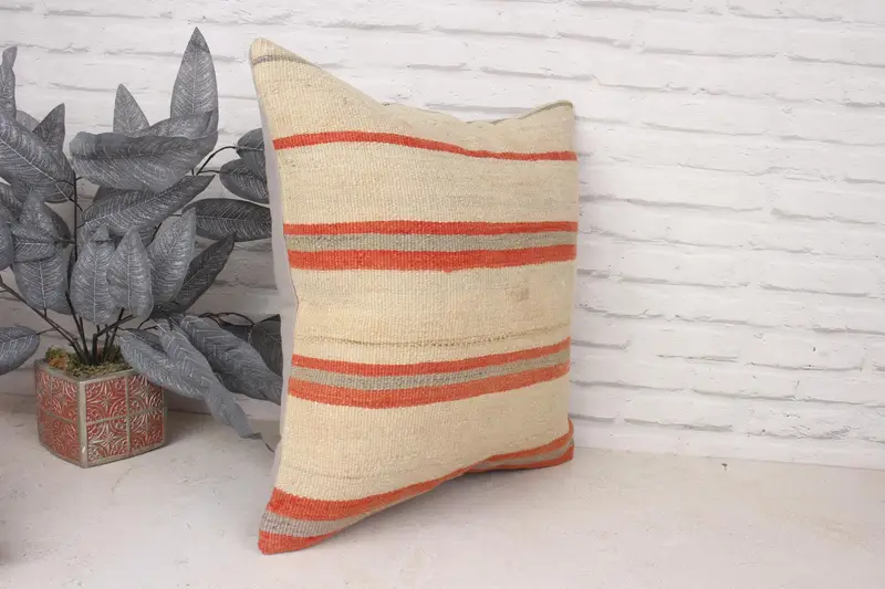 Cushion Cover, Neutral Pillow Sham, 20x20 Beige Cushion, Handmade Kilim Cushion, Vintage Pillow, Vintage Kilim Pillow, One Of A Kind Cushion Case - 3