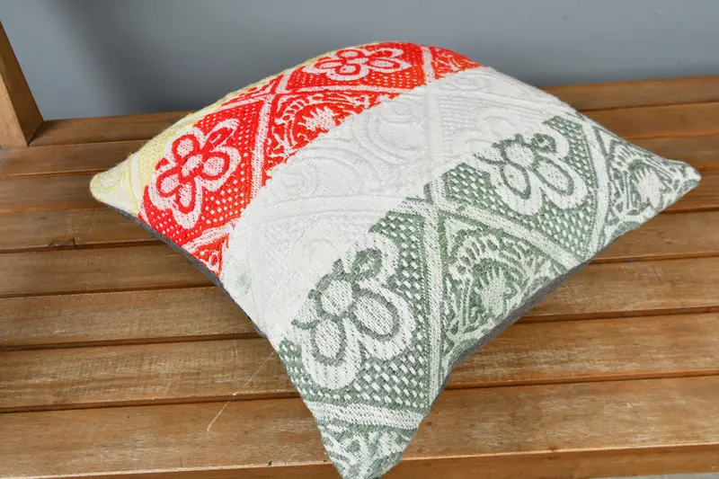 Vintage Pillow, Turkish Pillow, 16x16 Red Cushion Cover, Home Decor Pillow, Cushion, Retro Pillow Case, Kilim Rug Cushion Cover, Rustic Pillow Cover - 2