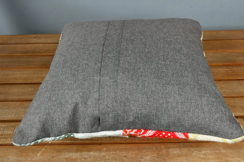 Vintage Pillow, Turkish Pillow, 16x16 Red Cushion Cover, Home Decor Pillow, Cushion, Retro Pillow Case, Kilim Rug Cushion Cover, Rustic Pillow Cover - 5
