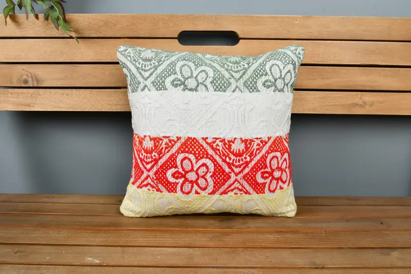 Vintage Pillow, Turkish Pillow, 16x16 Red Cushion Cover, Home Decor Pillow, Cushion, Retro Pillow Case, Kilim Rug Cushion Cover, Rustic Pillow Cover - 6
