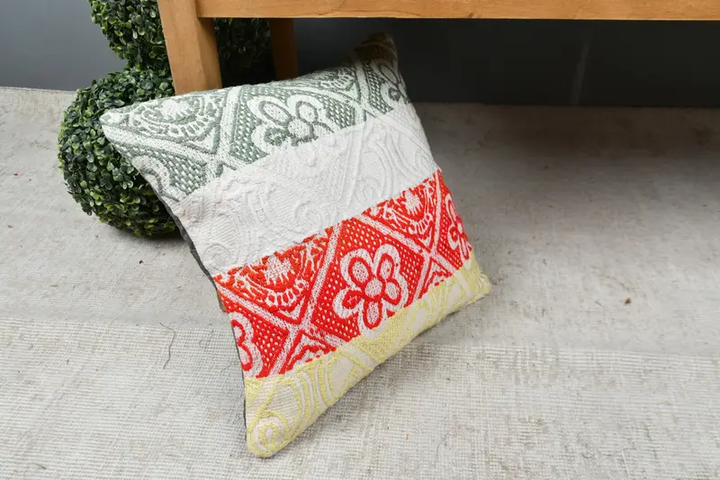Vintage Pillow, Turkish Pillow, 16x16 Red Cushion Cover, Home Decor Pillow, Cushion, Retro Pillow Case, Kilim Rug Cushion Cover, Rustic Pillow Cover - 7